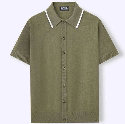 Breathable Summer Men's Casual Single-Breasted Knit Polo Shirt