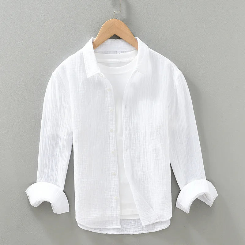 2025 Premium 100% Cotton Summer Casual Long‑Sleeve Men’s Shirt
