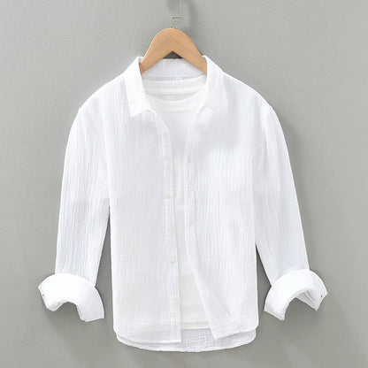 2025 Premium 100% Cotton Summer Casual Long‑Sleeve Men’s Shirt