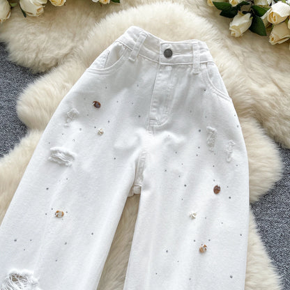 Autumn Casual Long Jeans Women Print High Waist Denim Pants Girls Outdoor Pants Wholesale