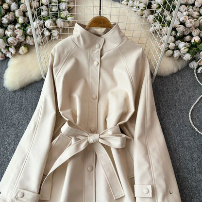 UNIKCOSA Women’s Autumn Trench Coat – 2025 Standing Collar Mid-to-Long Elegant Outerwear (Boutique Edition)