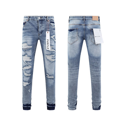 Designer Ripped Vintage Slim Blue Denim Jeans for Men