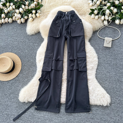UNIKCOSA Women’s Summer Wide-Leg Pants – 2025 High-Waist Printed Track Trousers with Pockets (Casual Streetwear Edition)