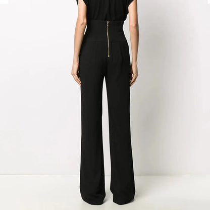 UNIKCOSA Women’s Wide-Leg Trousers – High-Waist Long Loose Flare Pants (Office Chic Designer Edition)