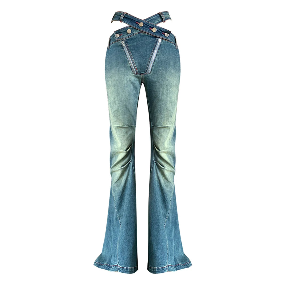 Trendy Trousers 2025 Summer New Slim Hollowed Out High Waist Pleated Ladies Flare Pants