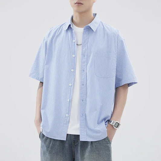 Vintage Striped Summer Vacation Shirt for Men 100% Cotton