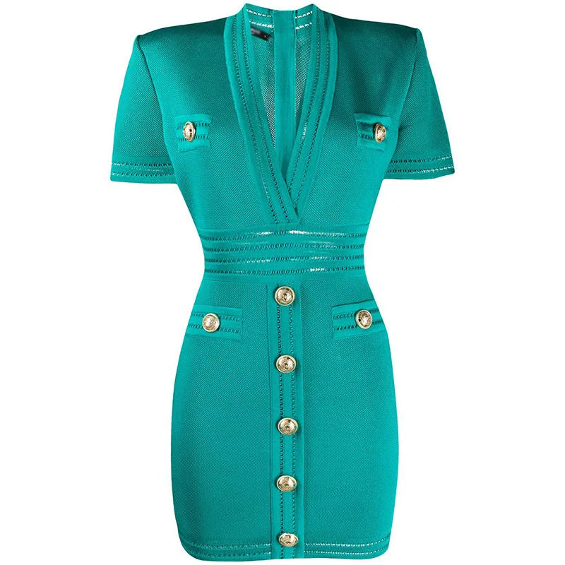 UNIKCOSA Women’s Knitted Office Dress – Short Sleeve V-Neck Knee-Length Designer Dress (Elegant Workwear Edition)