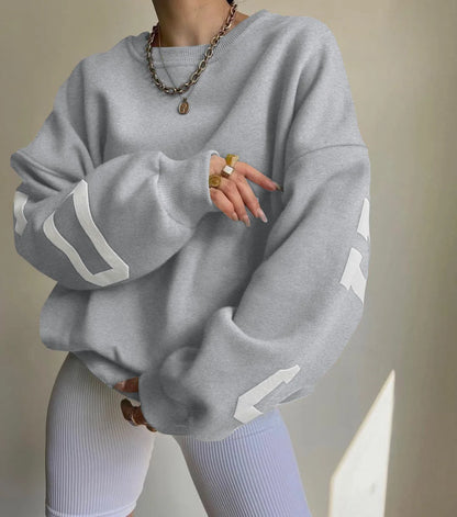 UNIKCOSA Women’s Oversized Hoodie & Sweatpants Set – Cotton Pullover Crop Top Hoodie & Crew Neck Sweatshirt (Screen Print Edition)