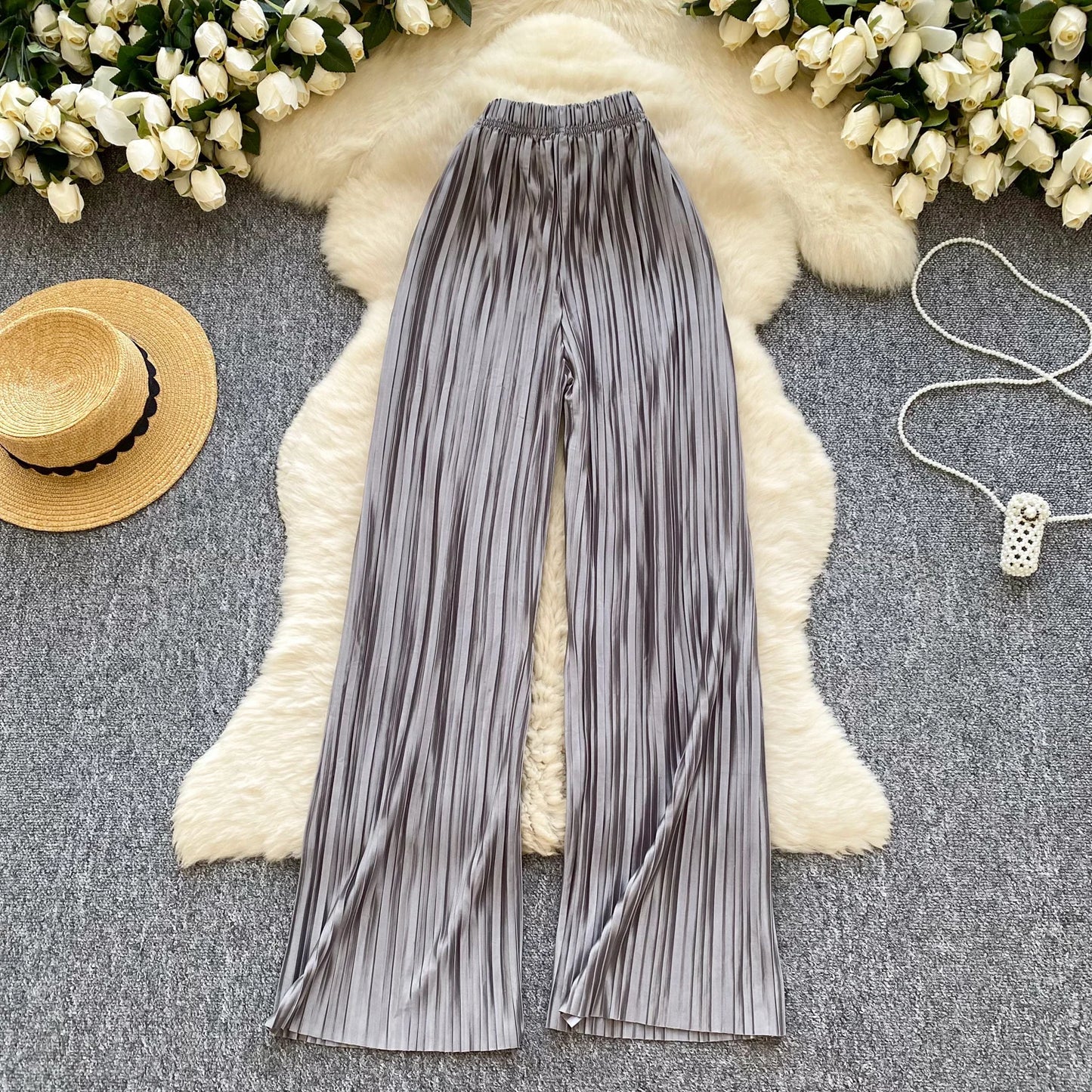 2025 Summer Casual Wide Leg Pants Women Print High Waist Trousers Girls Outdoor Pants Wholesale