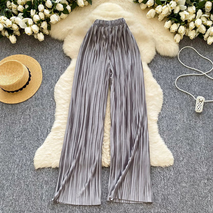 2025 Summer Casual Wide Leg Pants Women Print High Waist Trousers Girls Outdoor Pants Wholesale