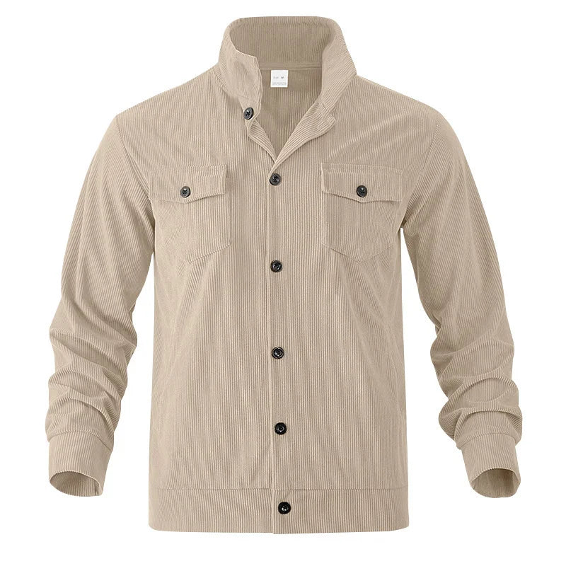 UNIKCOSA Men’s Corduroy Fleece Shirt – Full Button Long Sleeve Streetwear Overshirt (280 GSM Autumn/Winter Edition, S–3XL)
