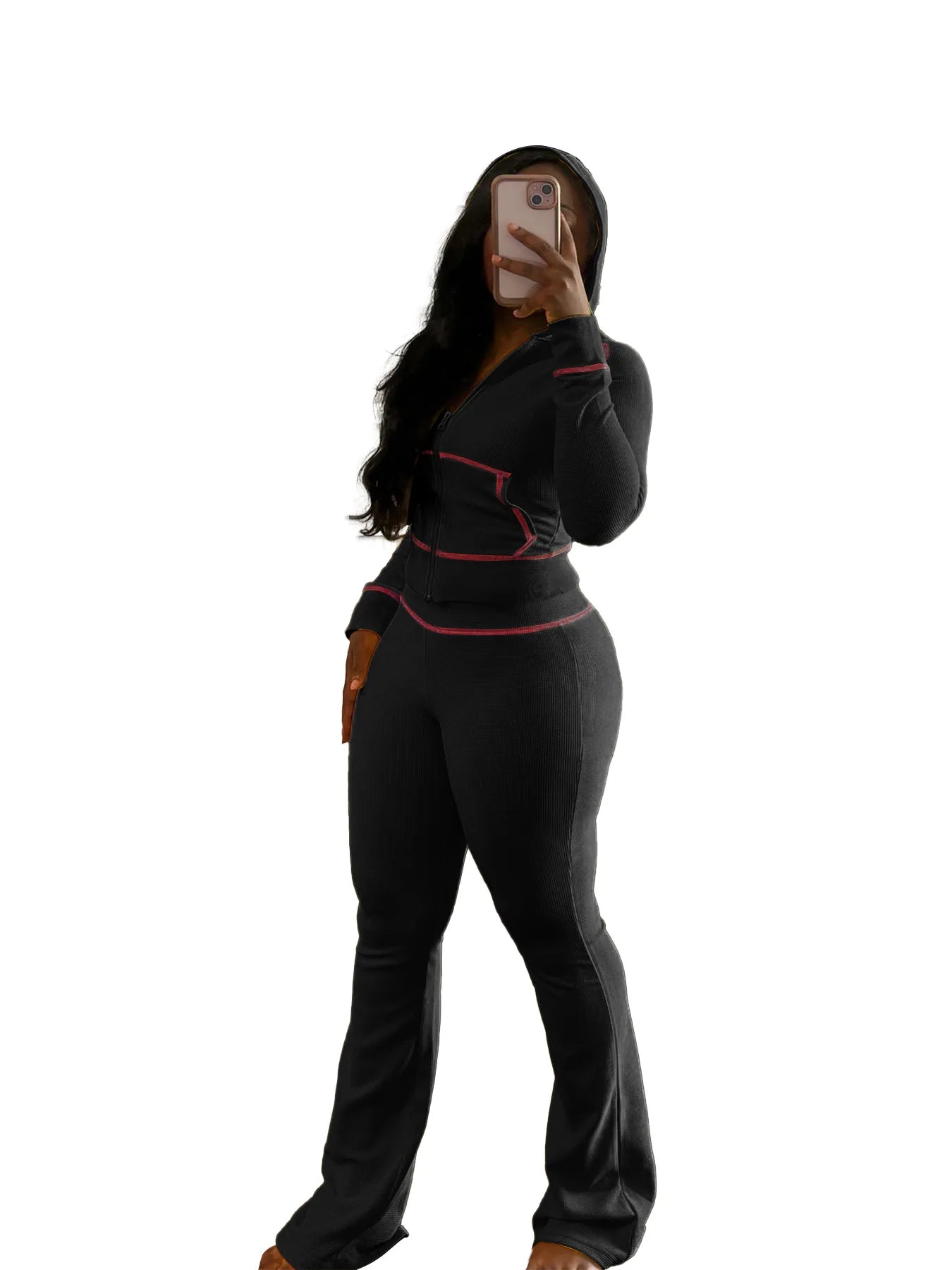 UNIKCOSA LuxeEase Waffle Knit Tracksuit Two-Piece Set 💫