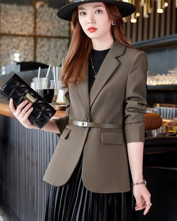 UNIKCOSA Zen Suit Coat With Belted Lapel V Neck For Office 🌆