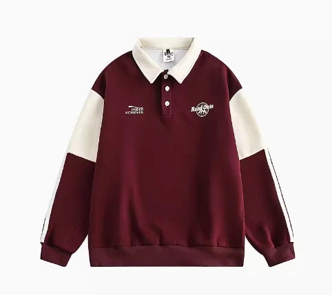 Street Style Hip Hop Polo Shirt for Men Heavyweight