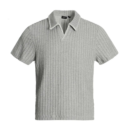 Premium Lightweight Knitted V‑Neck Polo Shirt for Men