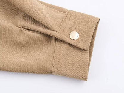 Elegant Women's Two-Piece Leisure Suit with Turn-Down Collar