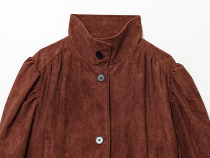 Elegant Pleated Single-Breasted Autumn Coat for Women