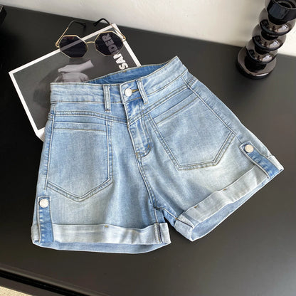 UNIKCOSA Women’s Summer Denim Shorts – 2025 High-Waist Printed Casual Jeans (Outdoor Chic Edition)