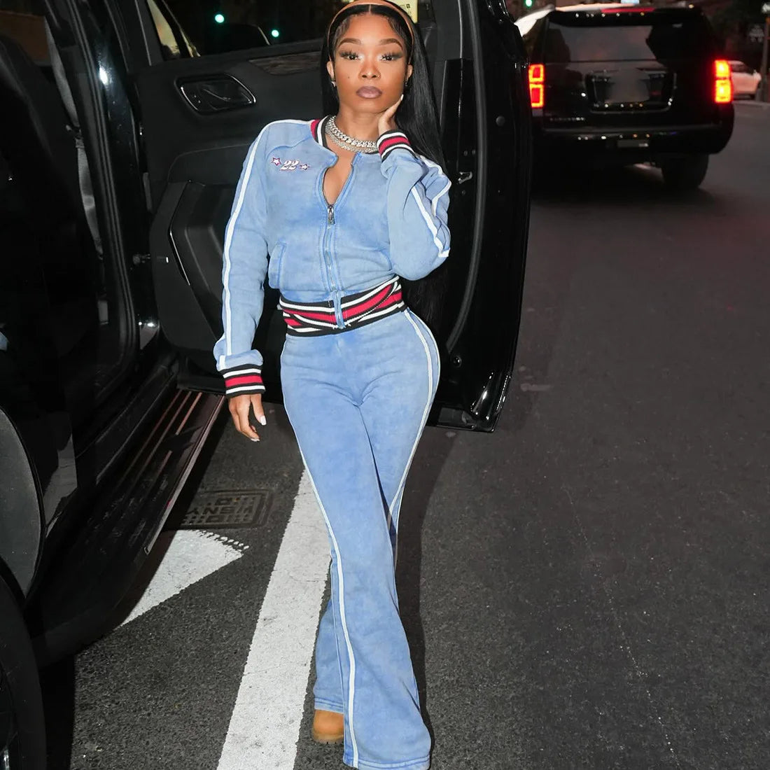 Blue Women's Casual Jogging Set – Breathable Polyester‑Spandex Activewear