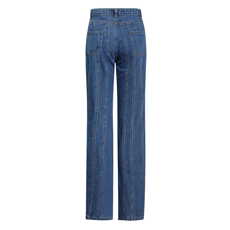 UNIKCOSA Women’s Flared Denim Jeans – Slim Fit High-Waist Blue Skinny Pants (Street Casual Edition)