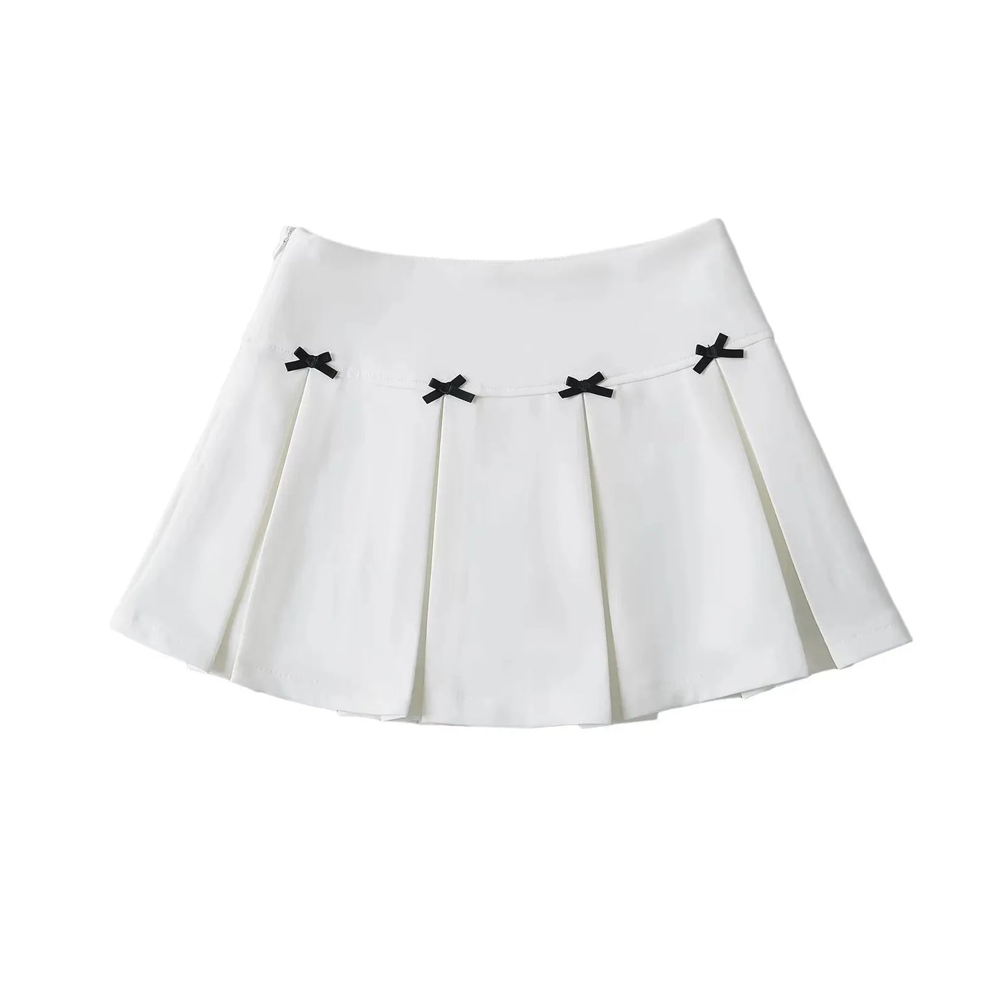 Women's Bow Trimmed High Waist Pleated Midi Skirt