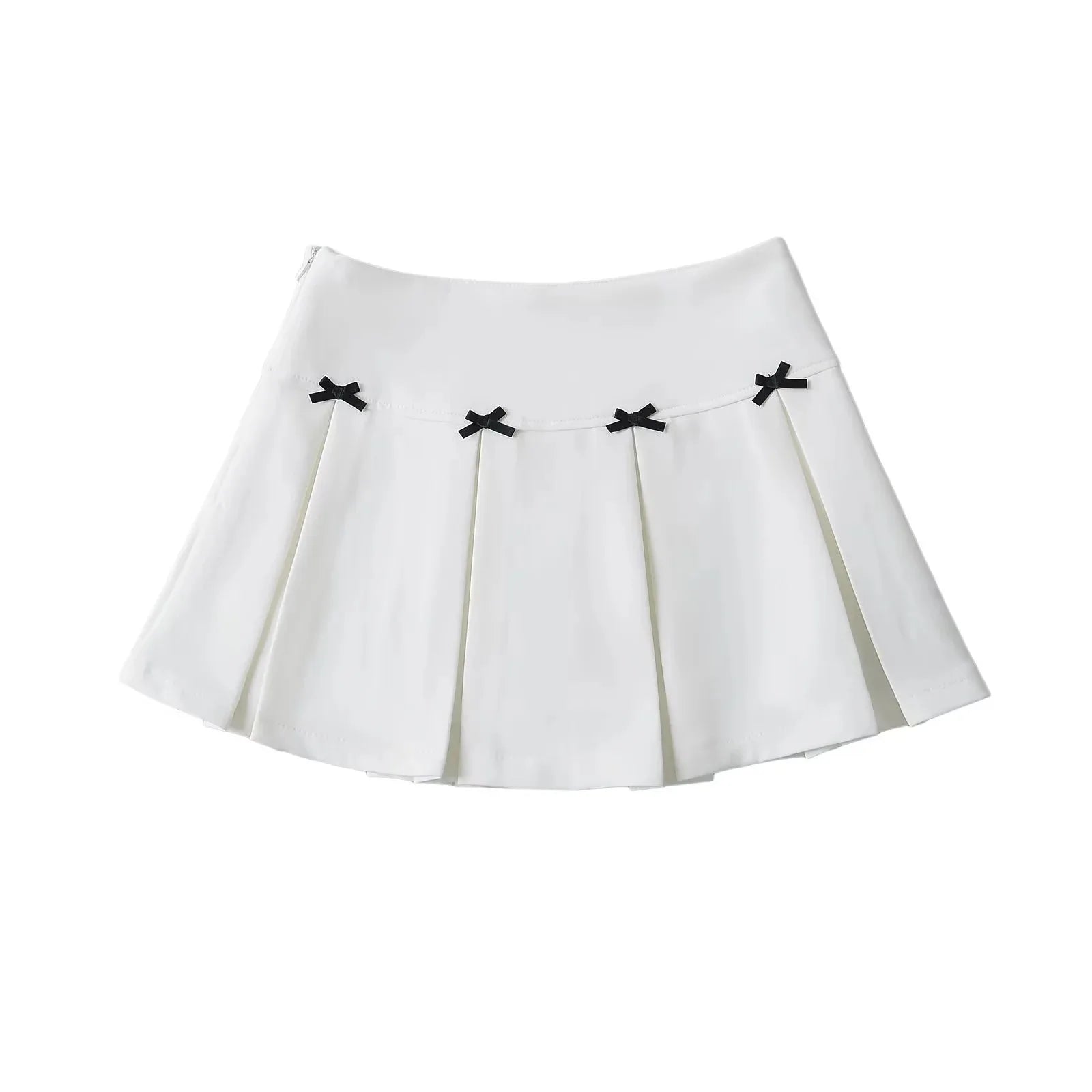 Women's Bow Trimmed High Waist Pleated Midi Skirt