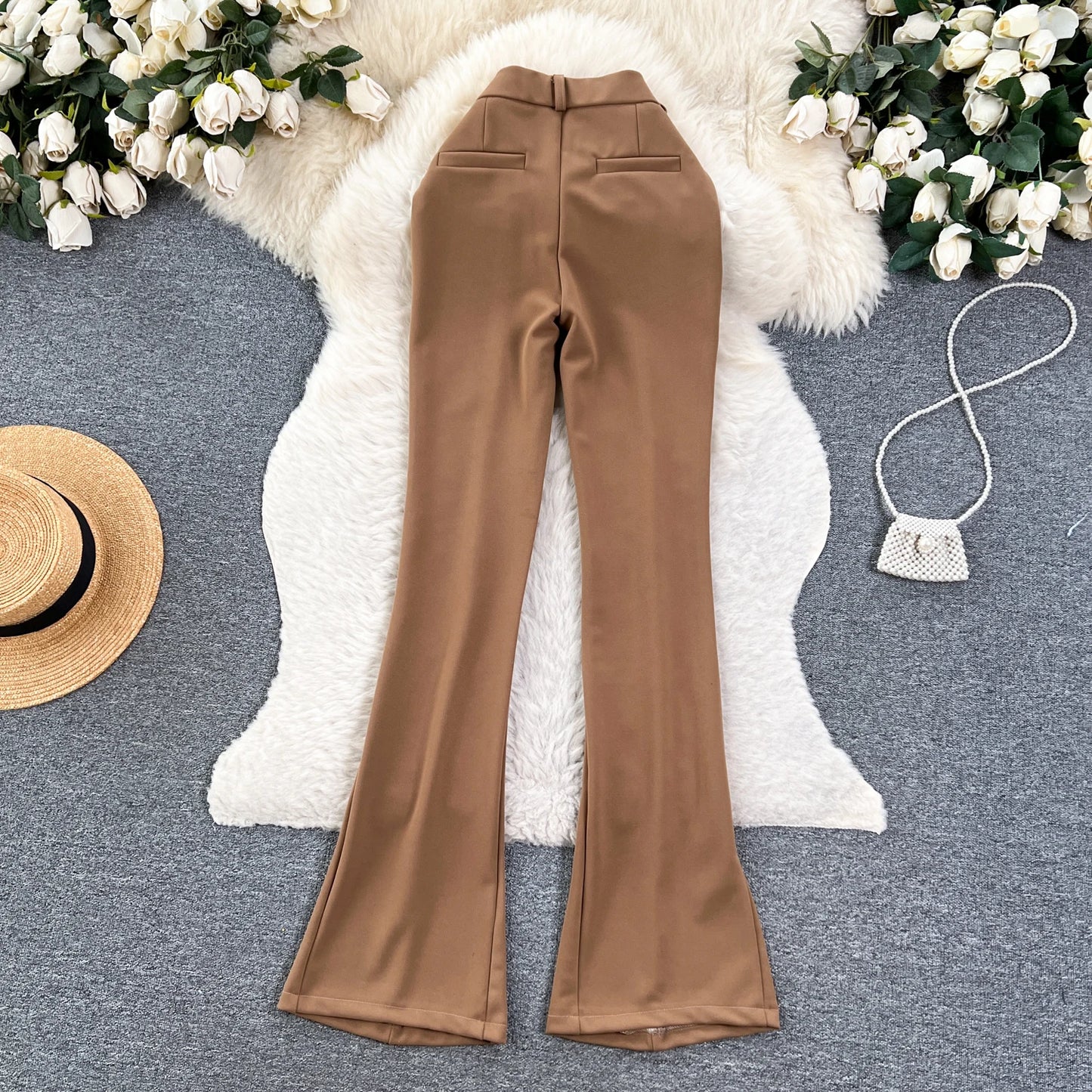 UNIKCOSA Women’s Autumn Flare Pants – High-Waist Printed Long Trousers (Casual Chic Edition)