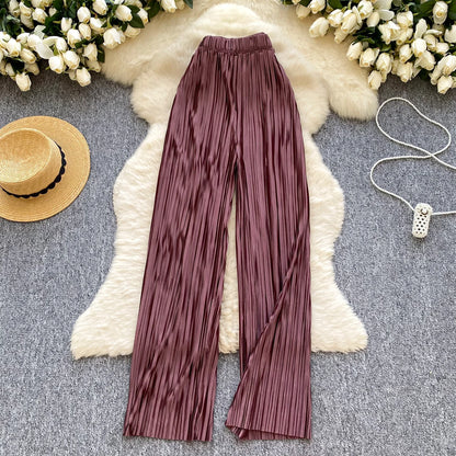 2025 Summer Casual Wide Leg Pants Women Print High Waist Trousers Girls Outdoor Pants Wholesale