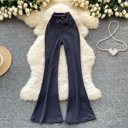 UNIKCOSA Women’s Spring Flare Pants – 2025 High-Waist Printed Long Trousers (Casual Chic Edition)