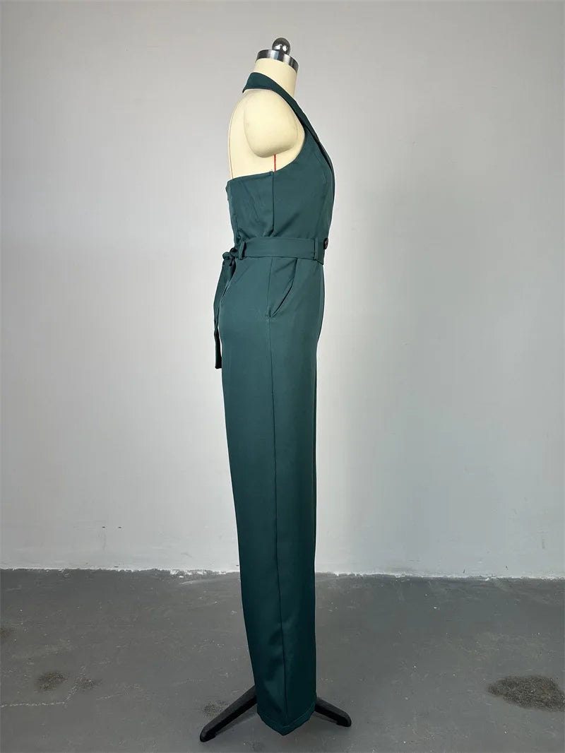 UNIKCOSA LuxeEase Summer Jumpsuit Halter Backless Pockets 💫