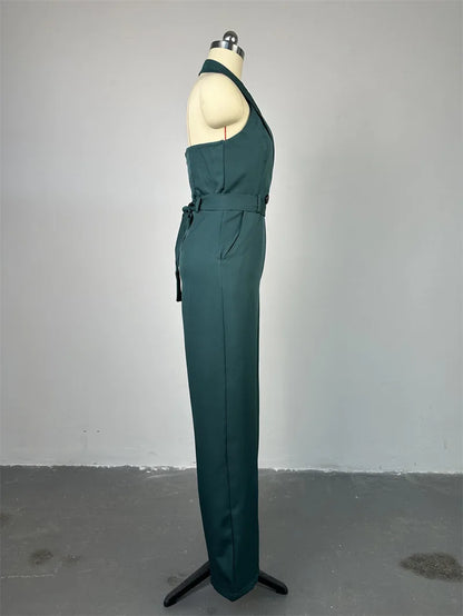 UNIKCOSA LuxeEase Summer Jumpsuit Halter Backless Pockets 💫