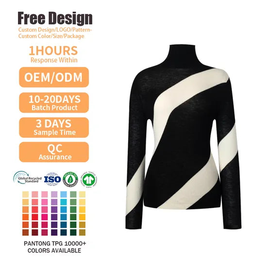 Luxurious High Neck Merino Wool Turtleneck Sweater with Custom Logo