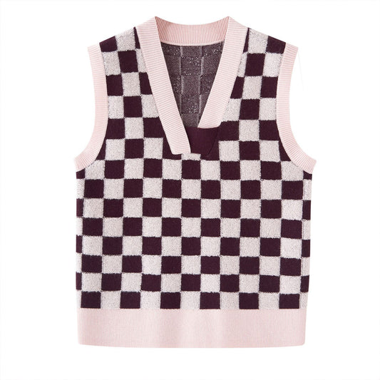 Luxurious Cashmere Wool Blend Women's V-Neck Knit Vest - Warm Sleeveless Pullover