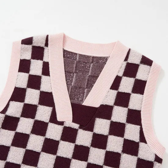 Luxurious Cashmere Wool Blend Women's V-Neck Knit Vest - Warm Sleeveless Pullover