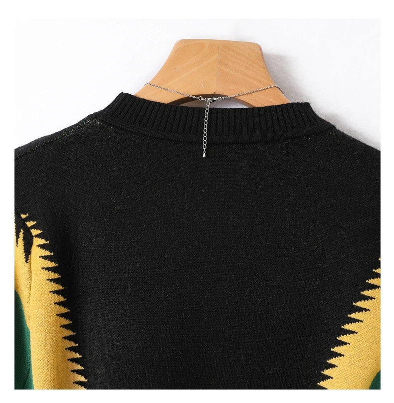 UNIKCOSA LuxeWool Contrast Jacquard Knitted Dress with Belt — Autumn/Winter Edition 🍂