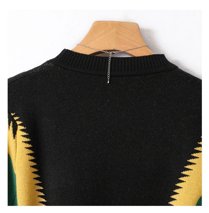 UNIKCOSA LuxeWool Contrast Jacquard Knitted Dress with Belt — Autumn/Winter Edition 🍂