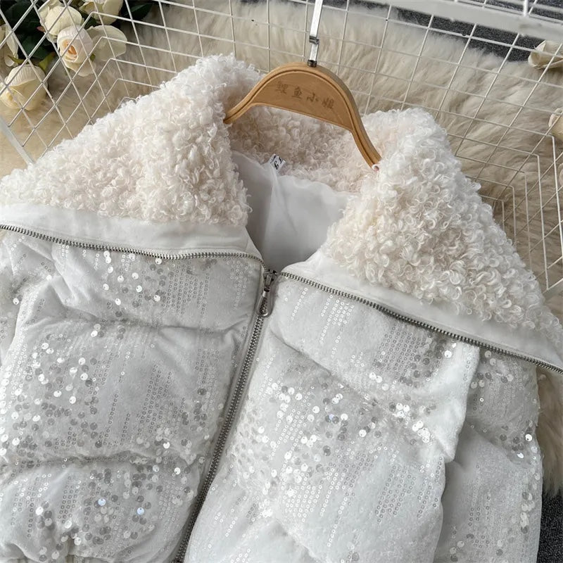 UNIKCOSA Velora Sequin Velvet Parka Lux Short Coat 💫