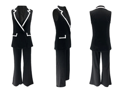 UNIKCOSA™ 2025 Elegant 2-Piece Pant Set – Sleeveless Vest Coat & High-Waist Wide-Leg Pants | Women’s Work & Party Matching Outfit