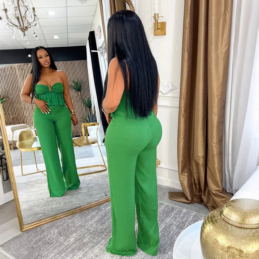 UNIKCOSA’s Fringe Bodycon Jumpsuit — Strapless Sleeveless One-Piece Streetwear