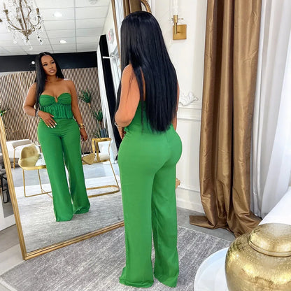 UNIKCOSA’s Fringe Bodycon Jumpsuit — Strapless Sleeveless One-Piece Streetwear