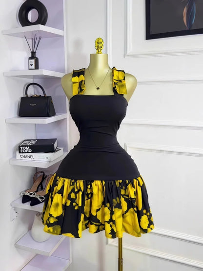 UNIKCOSA’s Printed Pleated Mini Dress — Sleeveless Sheath Vacation Chic