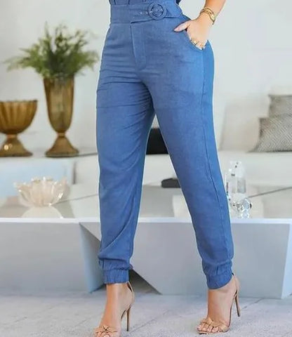 UNIKCOSA™ 2024 Elegant 2-Piece Suit – Sleeveless Sling Top & Slim Pants | Women’s Solid Color Streetwear Matching Set