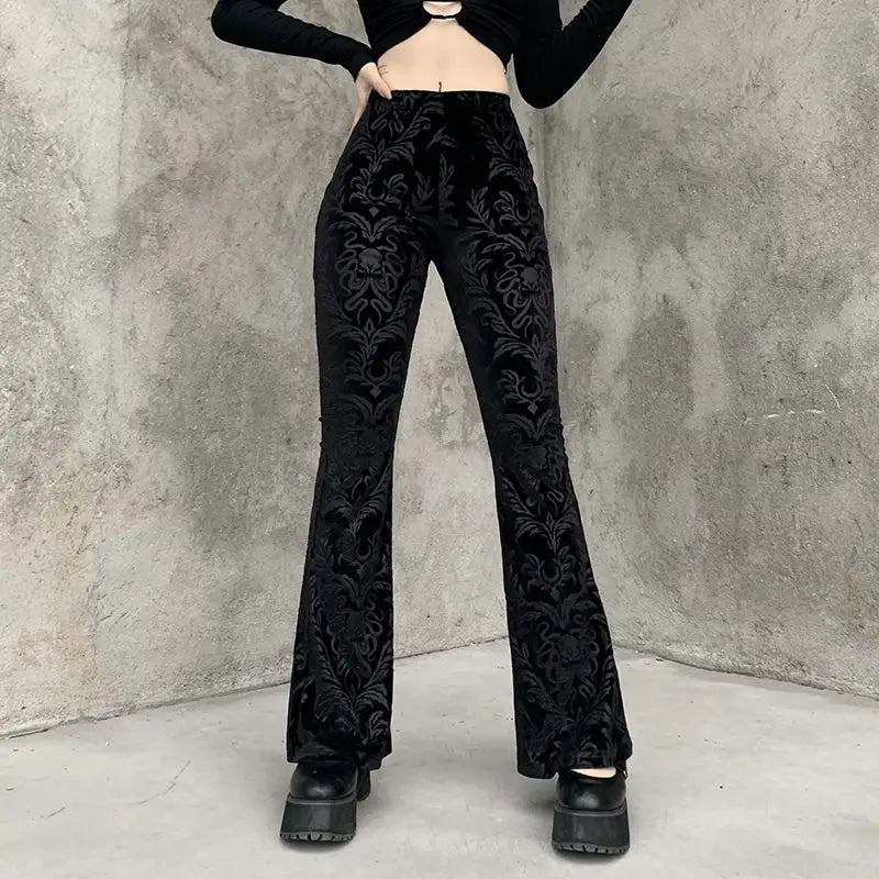UNIKCOSA’s Dark Chic Trousers — High-Waist Slimming Straight-Leg Micro-Flare Pants