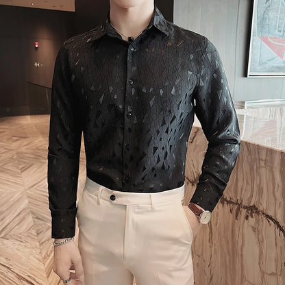 UNIKCOSA Men’s Elegant Spring Shirt – Slim Fit Korean Luxury Long Sleeve Dress Shirt (3 Colors)