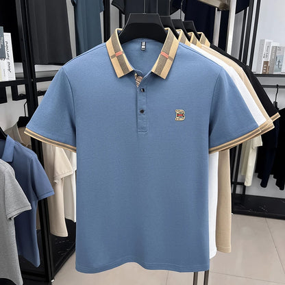 UNIKCOSA Men’s Embroidered Polo T-Shirt – Summer Slim Fit Stand Collar Business Casual Top