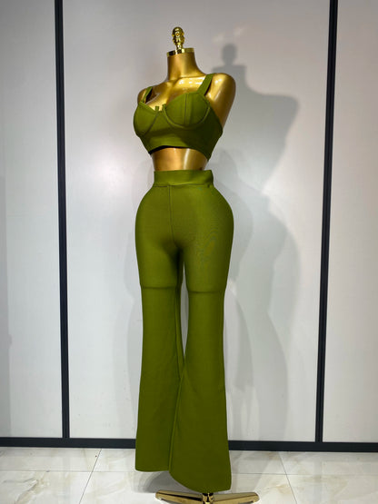 UNIKCOSA’s Bandage 2-Piece Set — Sexy Crop Top + High-Waist Pants Evening Party Elegance