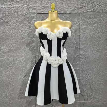 UNIKCOSA’s Strapless Floral Bandage Mini Dress — A-Line Birthday & Vacation Party Elegance