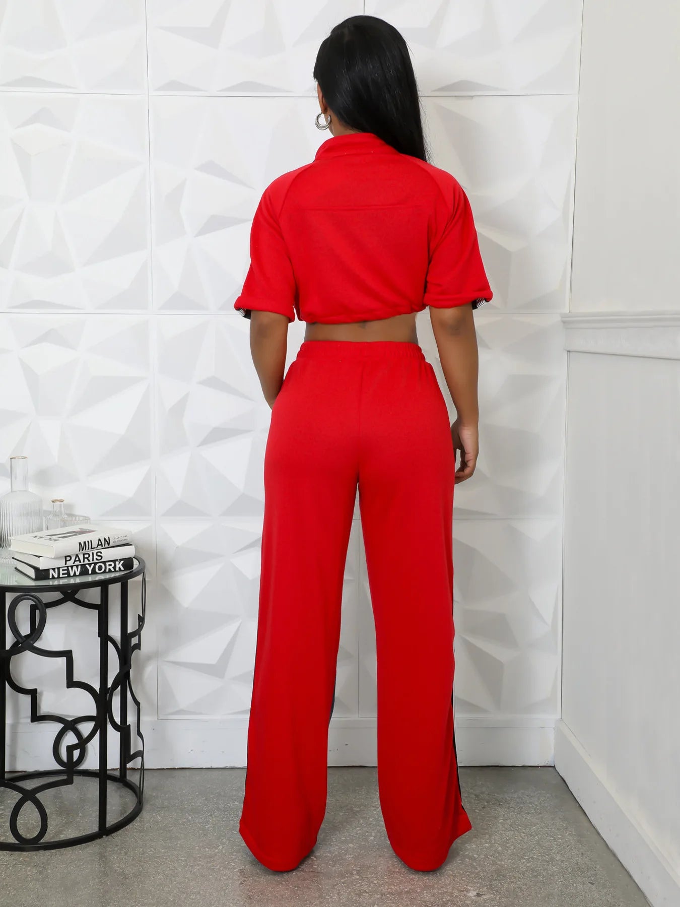 UNIKCOSA’s Patchwork Denim 2-Piece Set — Sexy Crop Top + Matching Jeans Trousers