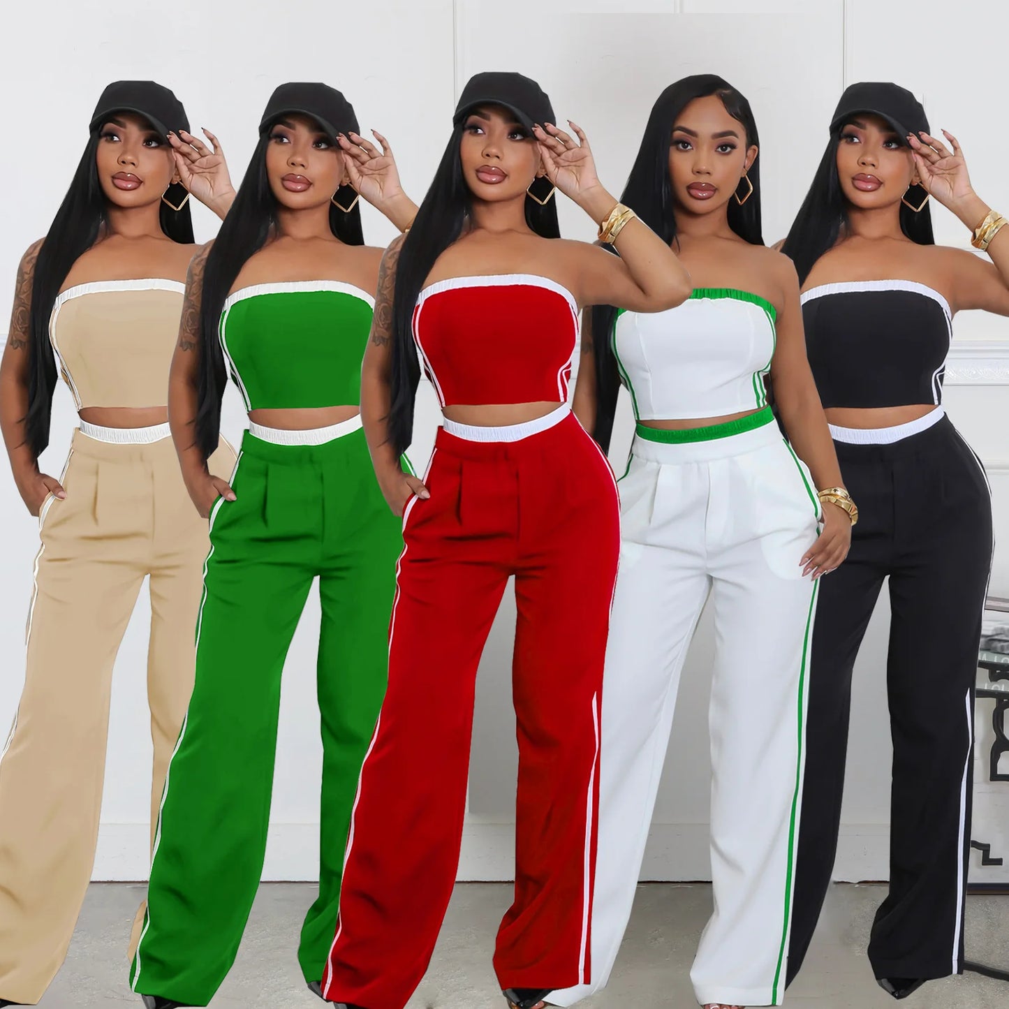 UNIKCOSA’s 2025 Strapless Pant Set — Sexy Bandeau Top + Wide-Leg Loose Pants