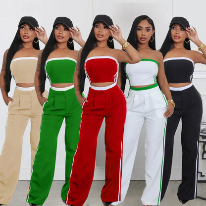 UNIKCOSA’s 2025 Strapless Pant Set — Sexy Bandeau Top + Wide-Leg Loose Pants